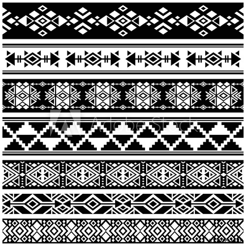 500x500 African And Mexican Aztec American Tribal Vector Borders, Frame
