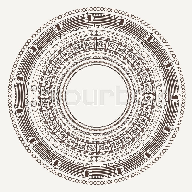 800x800 Set Of Vector Frames In Style Stone Aztec Calendar Stock Vector