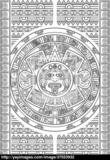 354x512 Stylized Aztec Calendar Vector