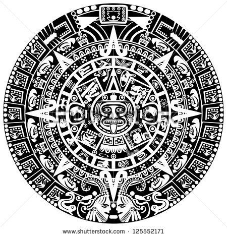 450x470 Vector Of Mayan Calendar On White Background Silhouette Designs