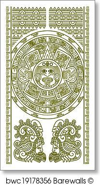 207x382 Art Print Of Stylized Aztec Calendar Barewalls Posters Amp Prints