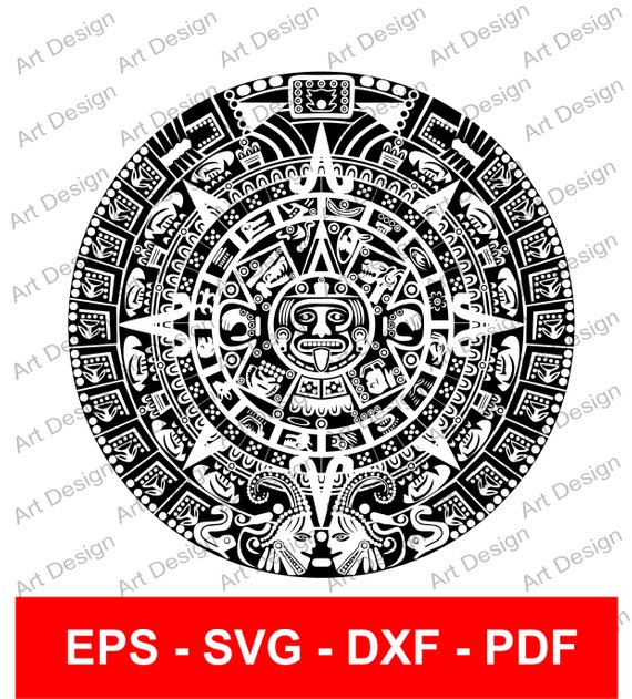 570x631 Calendar Aztec Stone Of The Sun Mexico Vector Clip Art Vector. Etsy