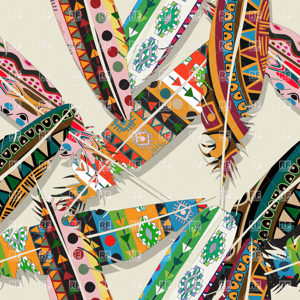1200x1200 Aztec Feather Seamless Pattern Vector Image Vector Artwork Of