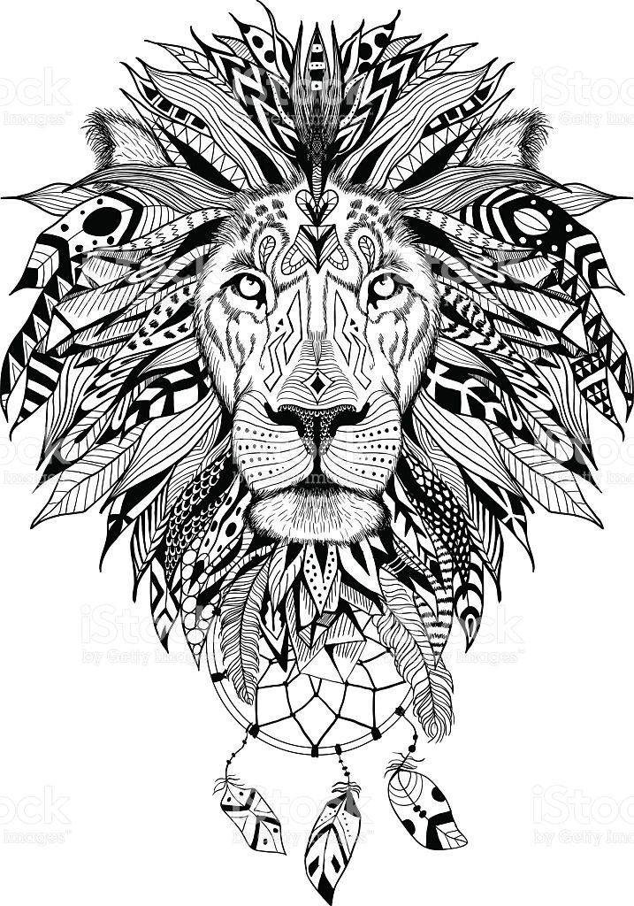 717x1024 Vectors Detailed Lion In Aztec Style Vector
