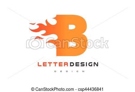 450x305 B Letter Flame Logo Design. Fire Logo Lettering Concept. B Letter