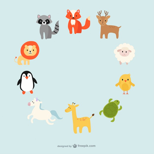 626x626 Cute Baby Animals Vector Lovely Cute Animals Circle Free Vector