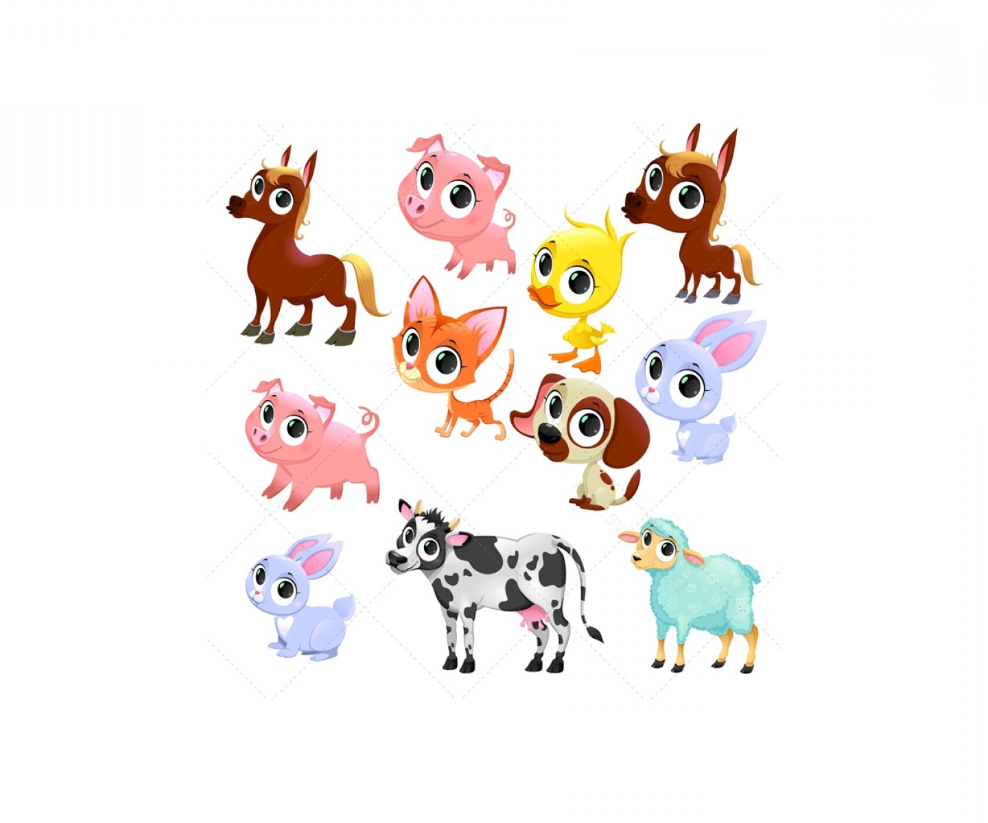 1440x1200 Cute Farm Animal Vector Set Farm Baby Animals Ardiafm
