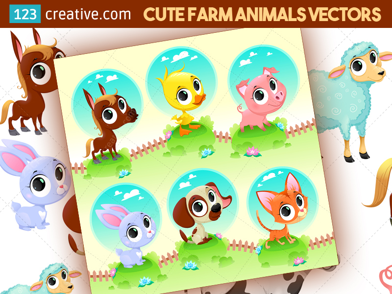 800x600 Cute Farm Animal Vector Set