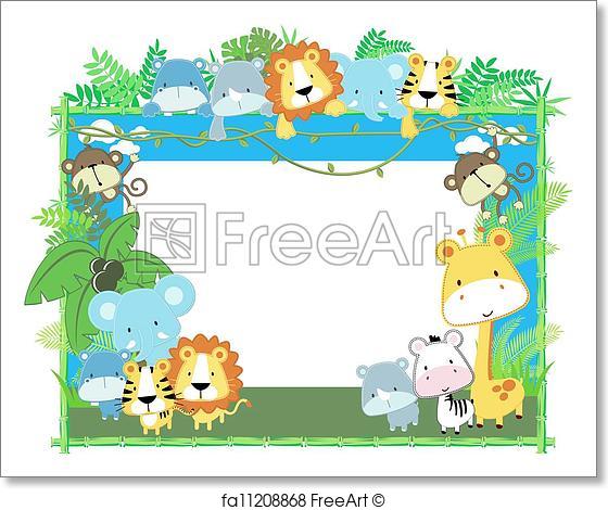 560x470 Free Art Print Of Baby Animals Frame Vector. Cute Jungle Baby