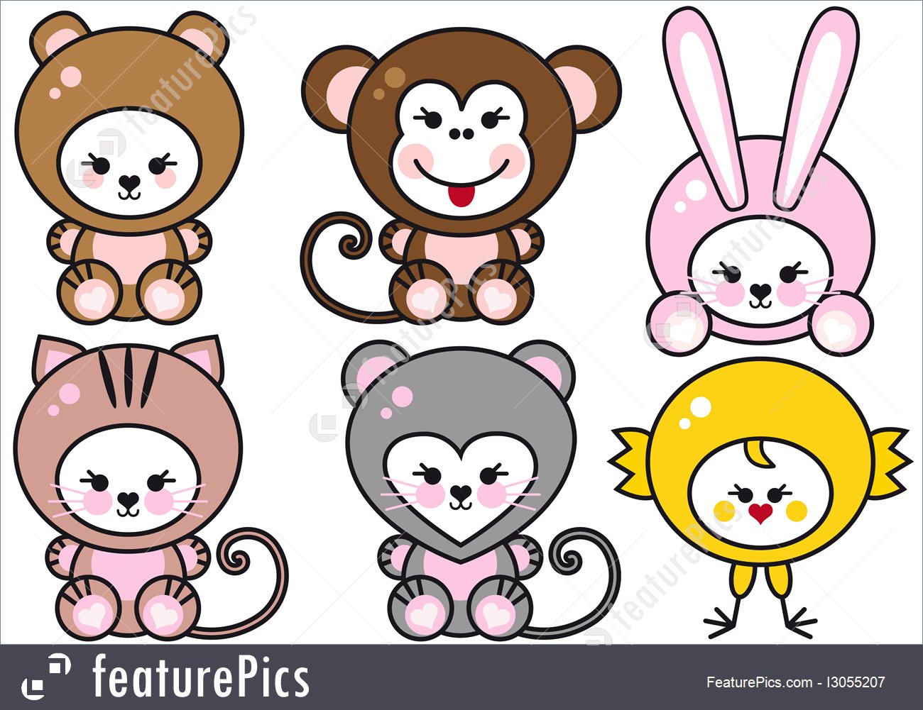 1300x1001 Baby Animals, Vector