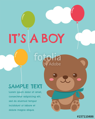 401x500 Cute Teddy Bear Vector Illustration For Baby Invitation Card