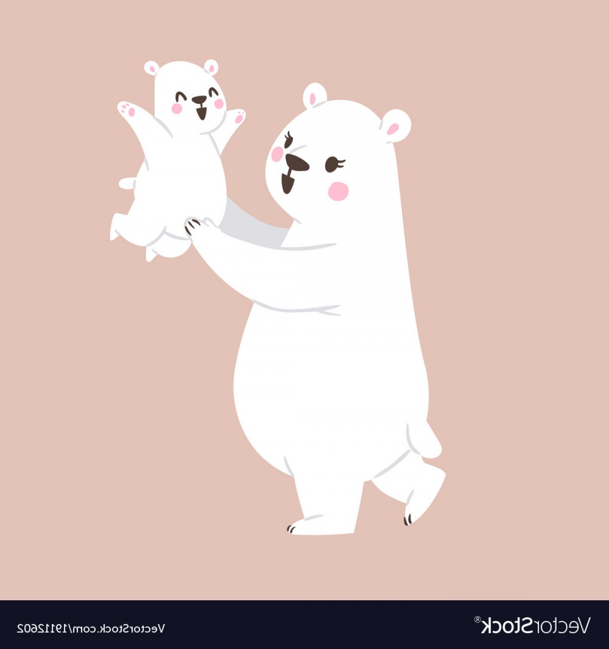 1200x1279 White Polar Bear Mother And Small Baby Bear Vector Geekchicpro
