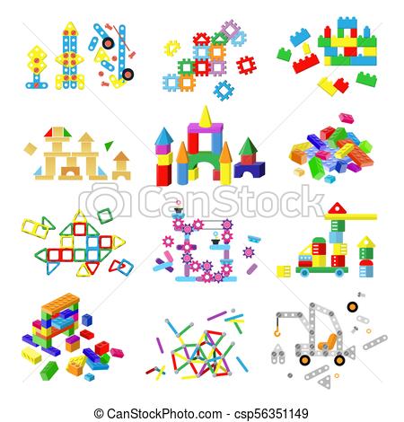 450x470 Kids Building Blocks Vector Baby Toy Colorful Bricks To Build Or