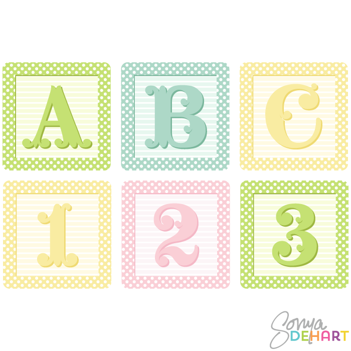 700x700 Vector Shaby French Baby Blocks Alphabet Clip Art Set
