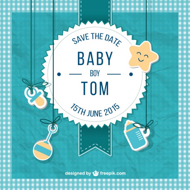 626x626 Baby Shower Card For Boy In Scrapbook Style Vector Free Download