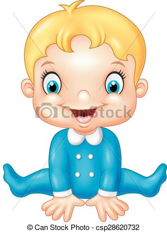 338x470 Vector Illustration Of Cartoon Happy Baby Boy.