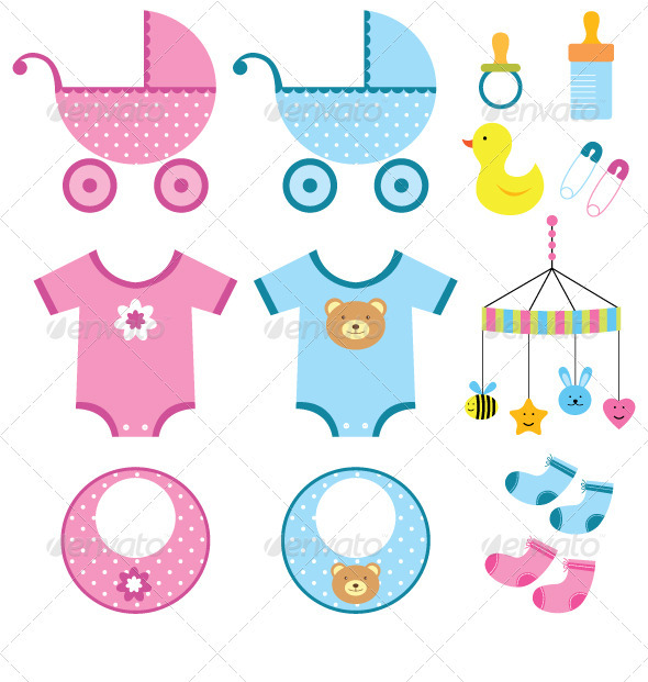 590x621 Baby Boy And Girl Vector Set. By Lattesmile Graphicriver