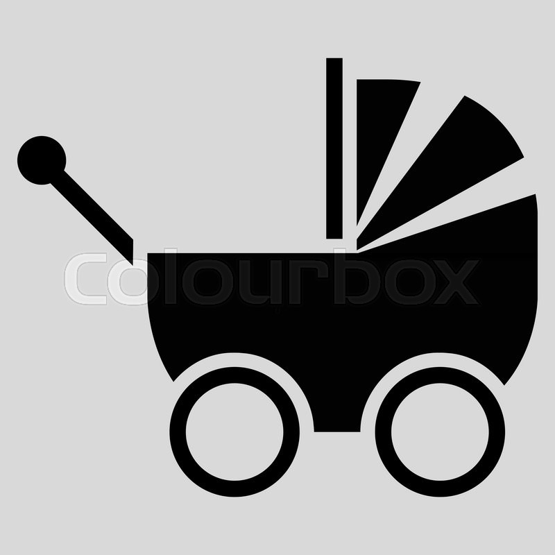 800x800 Baby Carriage Vector Icon. Style Is Flat Symbol, Black Color