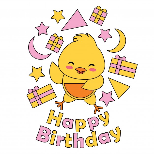 626x626 Vector Cartoon Illustration With Cute Baby Chick With Box Gifts