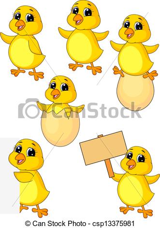 331x470 Vector Illustration Of Cute Baby Chicken Cartoon Set .