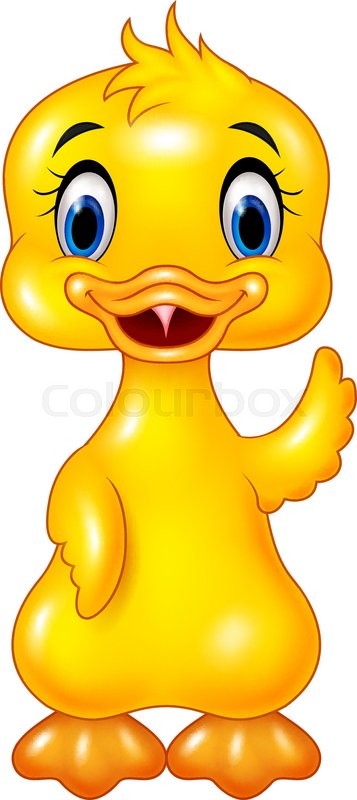 357x800 Vector Illustration Of Cute Baby Duck Hand Waving Isolated On