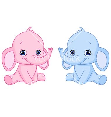 380x400 Baby Elephants Vector Art