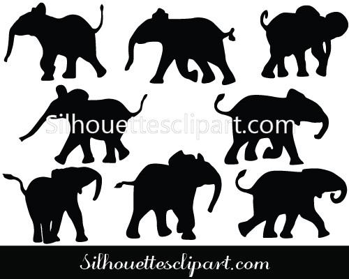 500x400 Baby Elephant Vector Graphics Download Silhouettes Vector