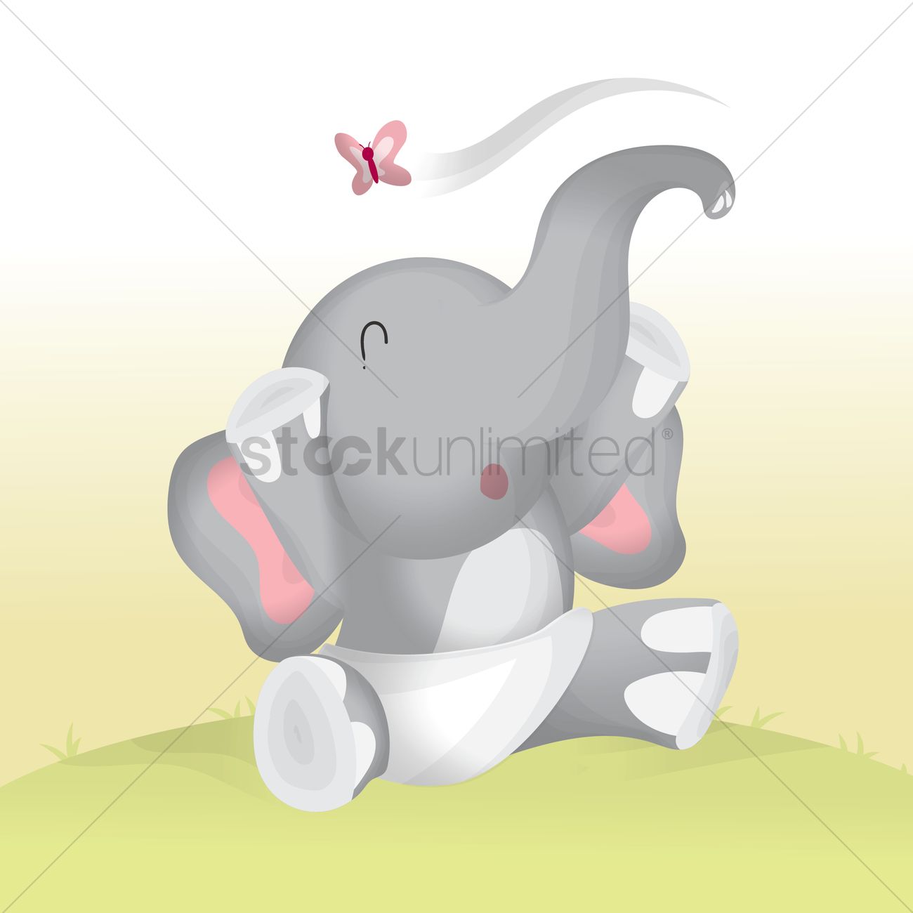 1300x1300 Baby Elephant Vector Image