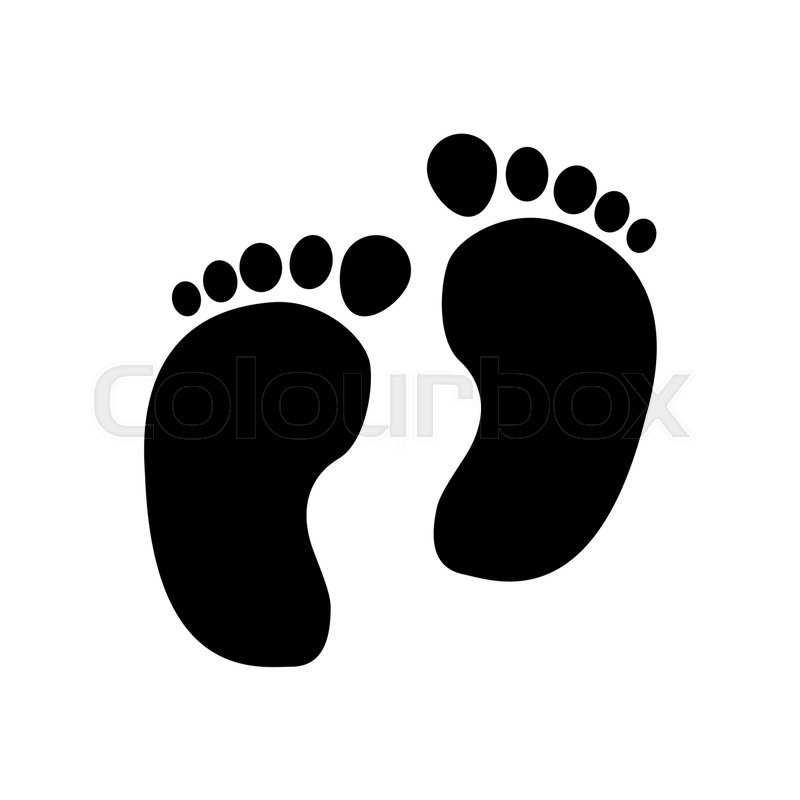 800x800 Baby Footprint Silhouette On The White Background. Vector