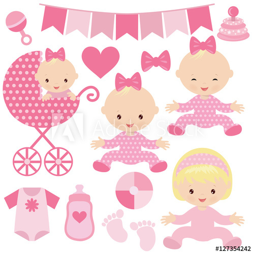 500x500 Cute Baby Girl Vector Illustration