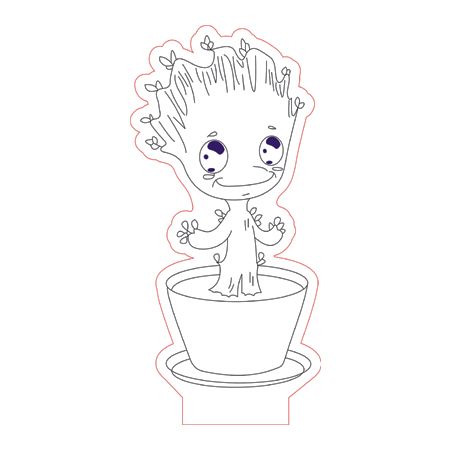450x450 Baby Groot Pot 3d Illusion Lamp Plan Vector File Op For Cnc