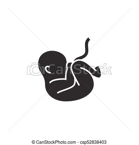 450x470 Baby Icon Baby In The Womb, Black On A White Background.