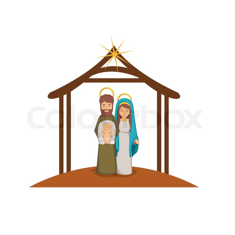 800x800 Joseph Mary And Baby Jesus Cartoon Icon. Holy Family And Merry