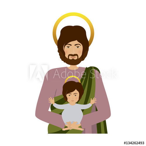500x500 Half Body Saint Joseph With Baby Jesus Vector Illustration