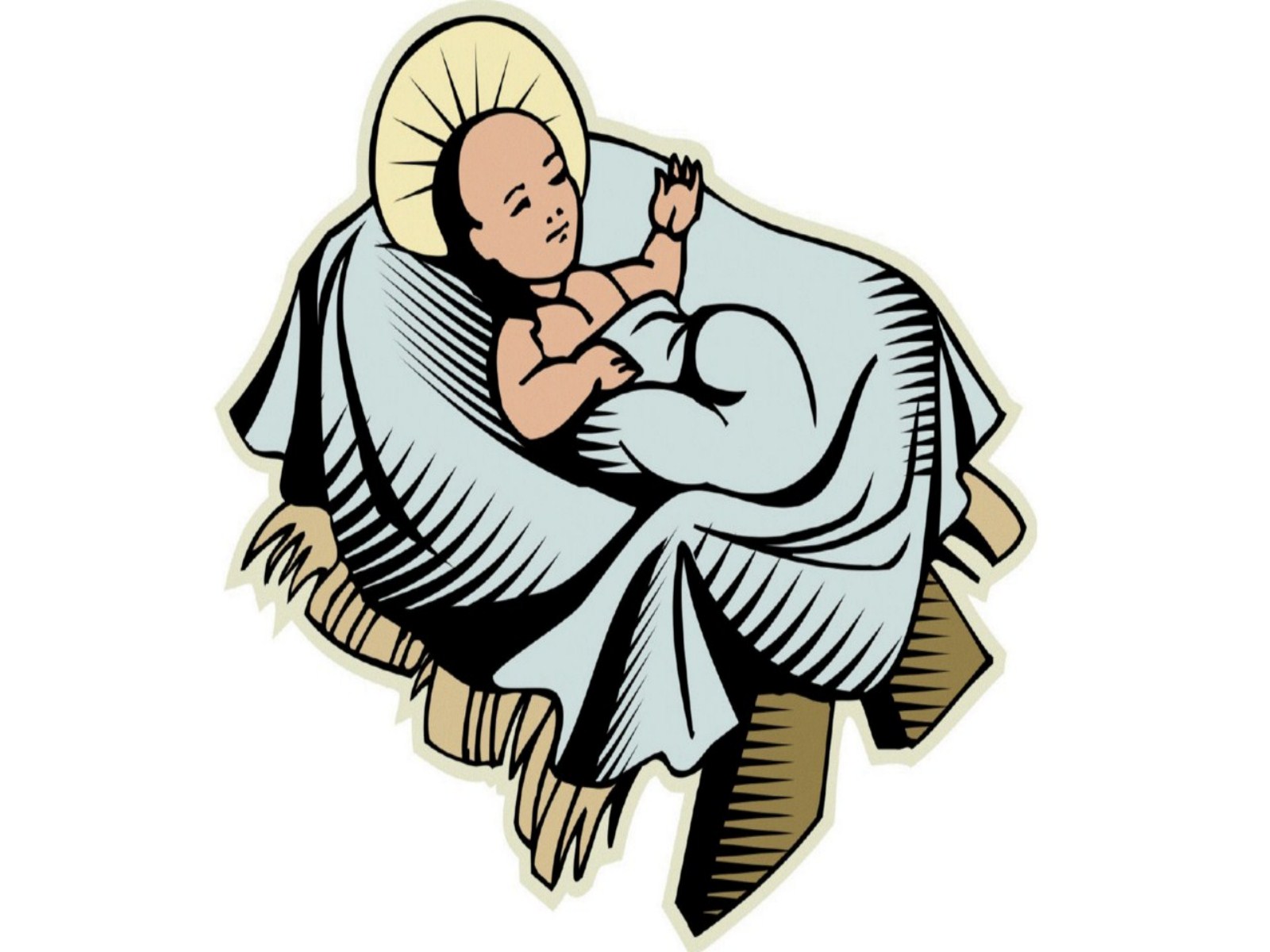 1600x1200 Cartoon Baby Jesus Group With Items