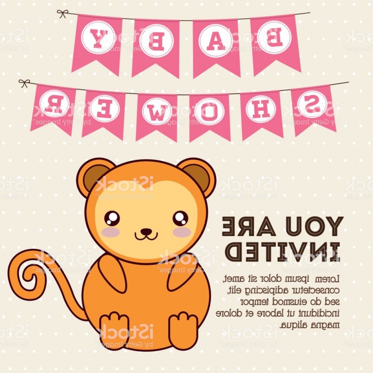 1228x1228 Kawaii Monkey Baby Shower Design Vector Graphic Gm Sohadacouri