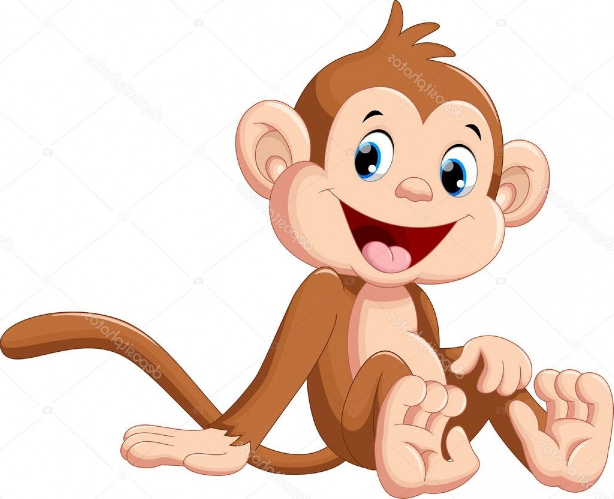 1228x997 Stock Illustration Cute Baby Monkey Cartoon Sitting Lazttweet