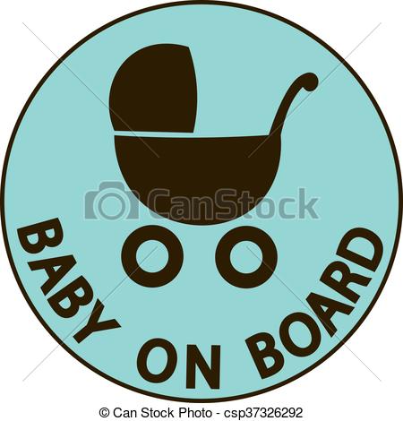 450x470 Baby On Board Vector Illustration Sign, Black Silhouette Background.