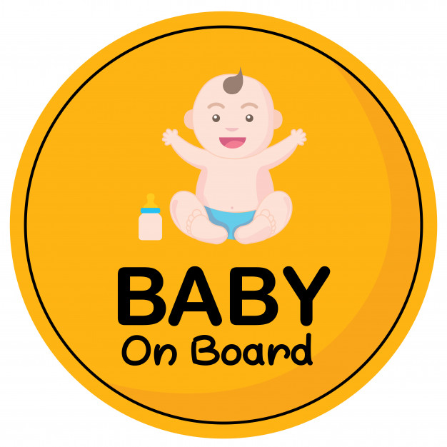 626x626 Baby On Board Yellow Circle Sticker Vector Premium Download
