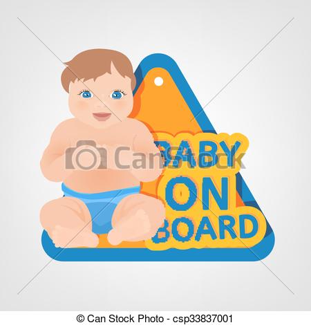 450x470 Baby On Board. Vector Illustration Of Triangular Warning Sign For