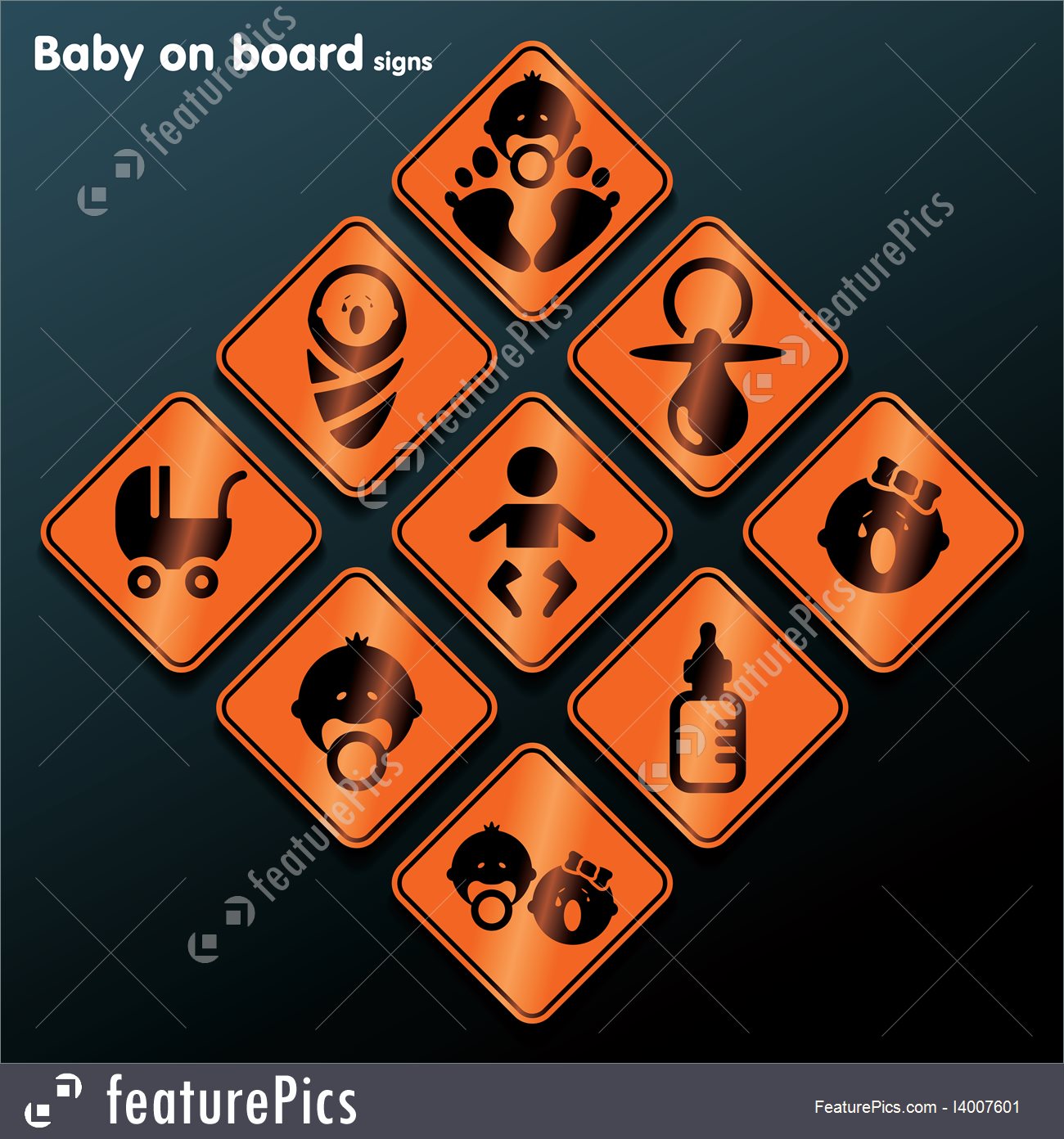 1300x1392 Vector Flat Baby On Board Sign Set