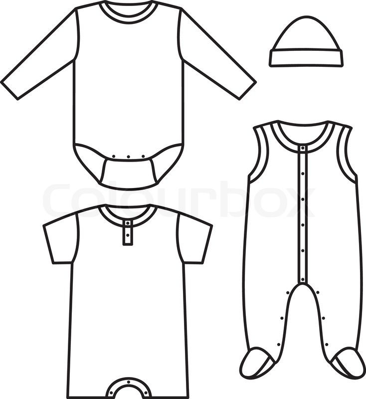 734x800 Set Of The Baby Clothes. Vector Illustration Stock Vector