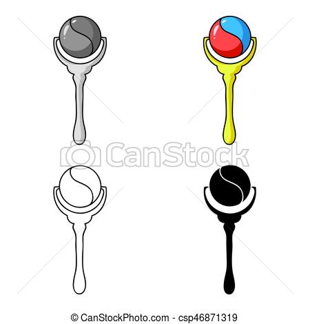 450x470 Baby Rattle Icon In Cartoon Style Isolated On White Background