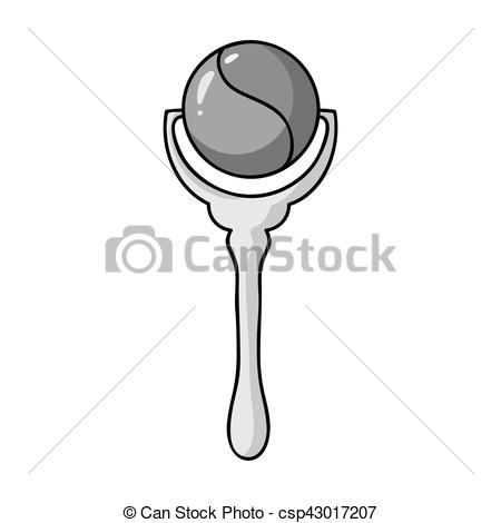 450x470 Baby Rattle Icon In Monochrome Style Isolated On White Background