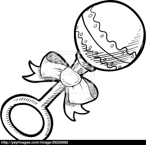 512x510 Baby Rattle Sketch Vector