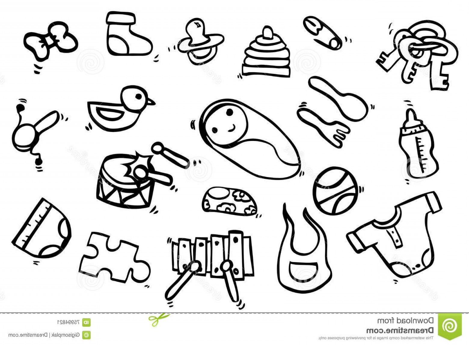 1560x1148 Stock Illustration Hand Draw Sketch Baby Stuff Vector Image