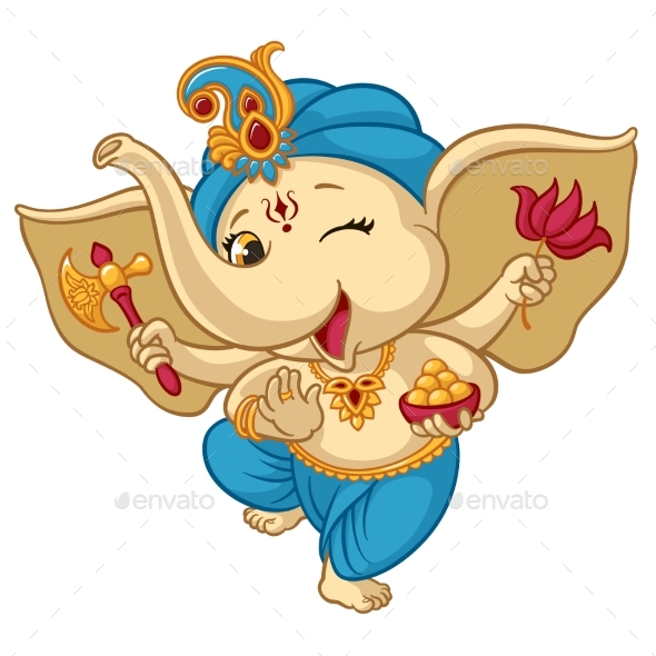 590x590 Ganesha Elephant Cartoon Baby Vector Illustration By Vectorpouch