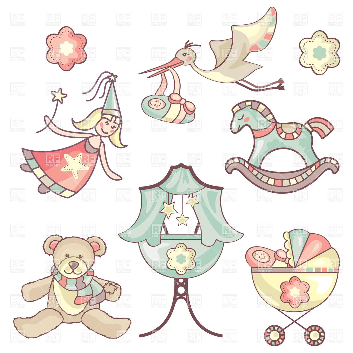 1200x1200 Baby Toys And Childhood Symbols Vector Image Vector Artwork Of