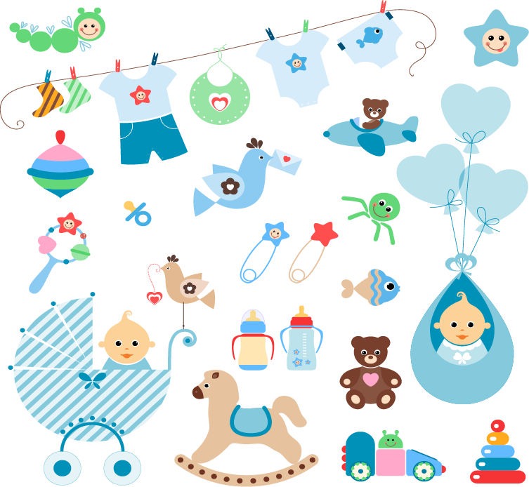 753x694 Cute Baby Elements Vector Set Free Vector Graphics All Free