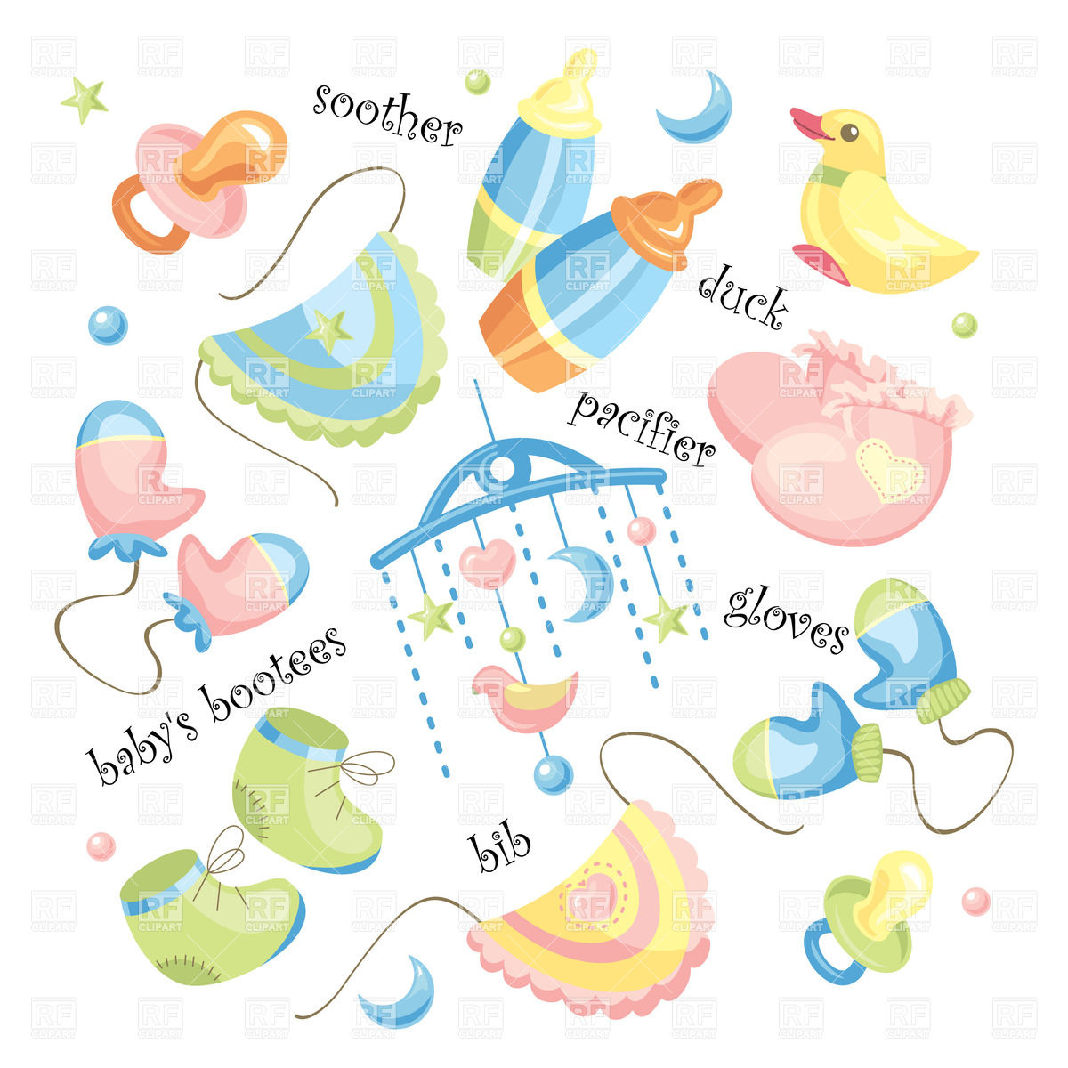 1200x1200 Set Of Baby Clothing And Accessories Vector Image Vector Artwork